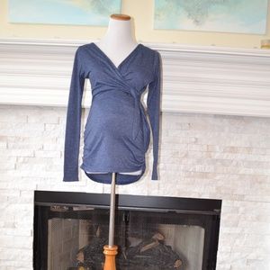 Blue Maternity Top with side tie
